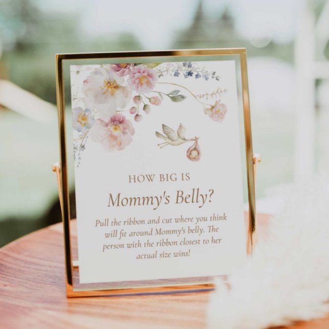 Poster Boho Fleur sauvage Quelle taille fait le Signe ven (Wildflower how big is Mommy's belly poster)