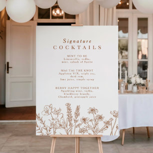 Poster Boho Fleur sauvage Signature Cocktail Menu Signe