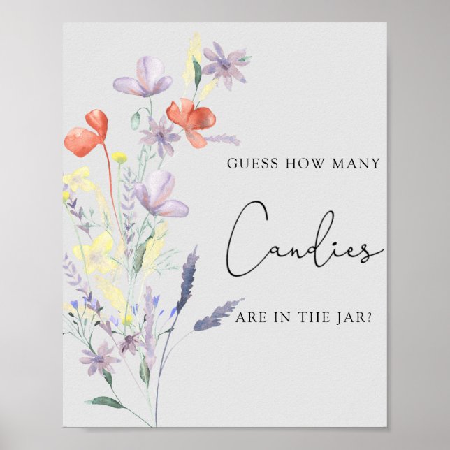 Poster Boho Fleurs sauvages - Devinez combien de bonbons  (Devant)