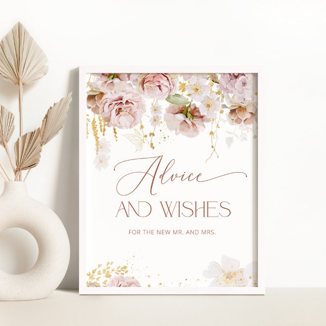Poster Boho floral conseils et souhaits pour Newlyweds Po (Créateur téléchargé)