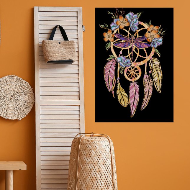 Poster Boho Floral Dreamcatcher avec libellule (Créateur téléchargé)