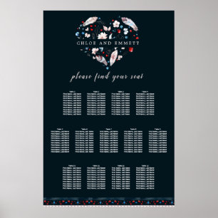 Poster Boho Floral et plumes 13 tables