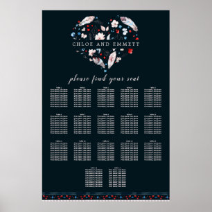 Poster Boho Floral et plumes 17 tables