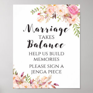 Poster Boho floral Mariage prend équilibre