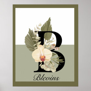Poster Boho Floral Monogramme B