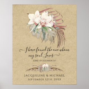 Poster Boho Floral Orchidée Blanche Pampas Mariage en her