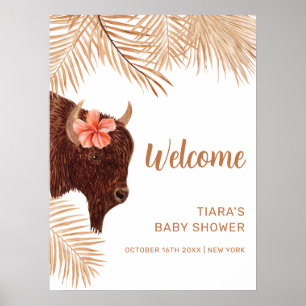 Poster Boho Floral Saint-Vache Baby shower Bienvenue