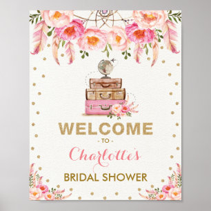 Poster Boho Floral Voyage Enterrement de Vie de Jeune Fil