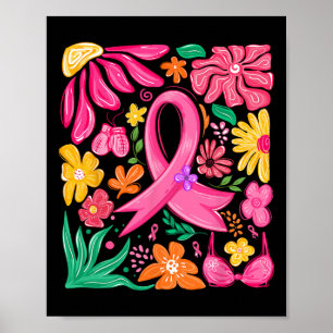 Poster Boho Flower Coquette Bow Conscience du cancer du s