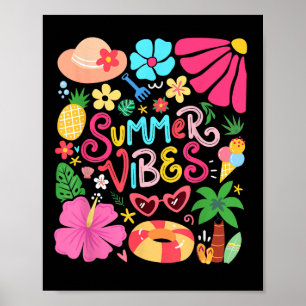 Poster Boho Flower Hello Vibes été Funny Beach Life Me