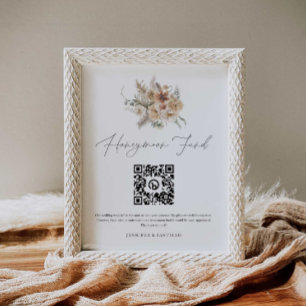 Poster Boho Fonds Mariage Lune de miel Code QR Signal