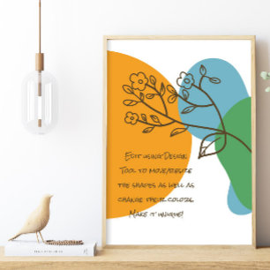 Poster Boho Forme Simple Lineart Flower Calm Quote
