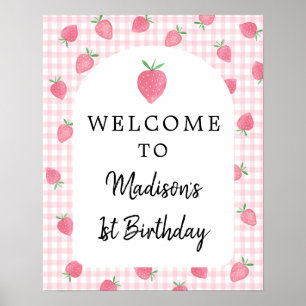 Poster Boho fraise Berry Sweet Anniversaire Bienvenue