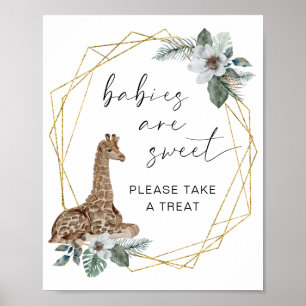 Poster Boho Giraffe Baby Are Sweet Take A Treat Sign