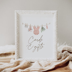 Poster Boho Girl Vêtements pour bébés Baby showers Cartes