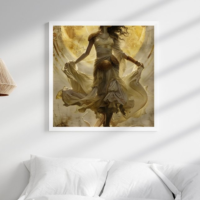 Poster Boho Gold Goddess Art esthétique Mur (Créateur téléchargé)