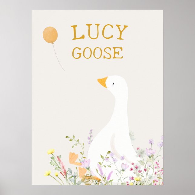 Poster Boho Goose Duck Baby shower floral (Devant)