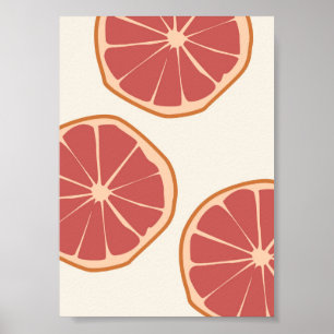 Poster Boho Grapefruit Slices Tropical Summer Print