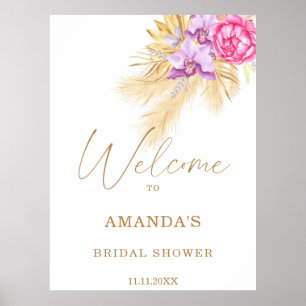 Poster Boho grass - signe de bienvenue de la douche nupti