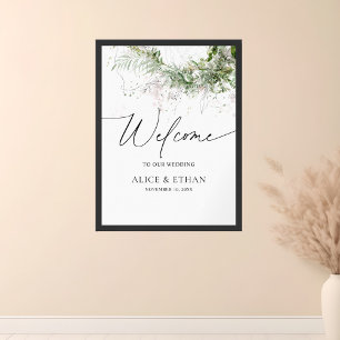 Poster Boho Green Feuille Script Mariage de bienvenue