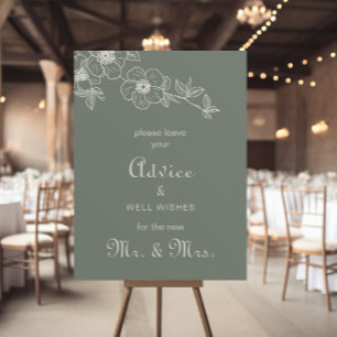 Poster Boho Green Floral Mariage Conseils et bien souhait