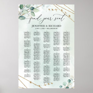 Poster Boho Greenery Gold Siège alphabétique géométrique