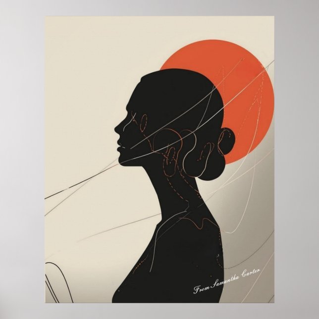 Poster Boho Inclusive Femme Silhouette avec Sunset Circle (Devant)