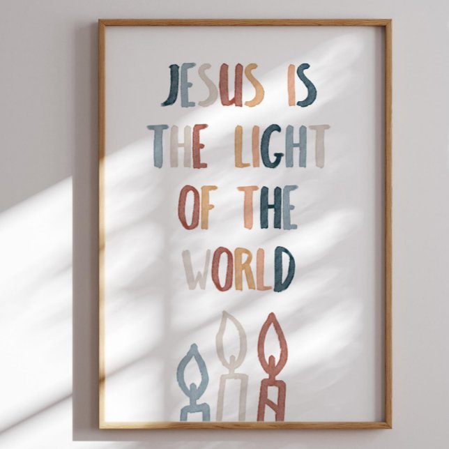 Poster Boho Jésus est la lumière de l'affiche mondiale (Créateur téléchargé)