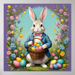 Poster Boho lapin de Pâques, lapin de Pâques Vintage, Pâq