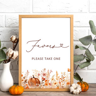 Poster Boho Little Citrouille Automne Fleur sauvage Faveu