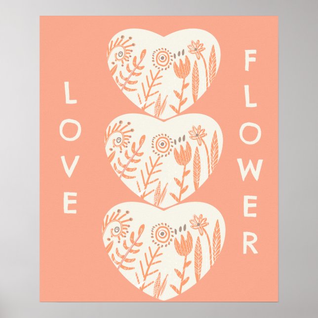 Poster Boho Love Flower Heart (Devant)