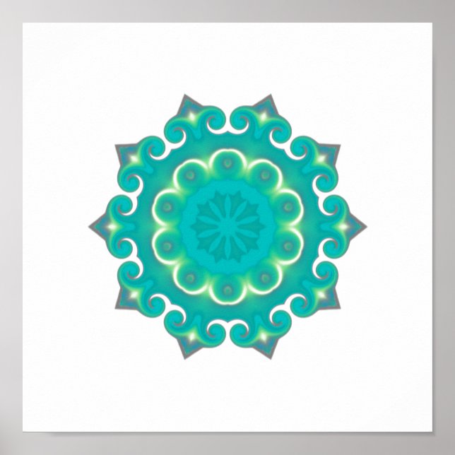 Poster Boho Mandala | Kaleidoscope Turquoise de Bohême (Devant)