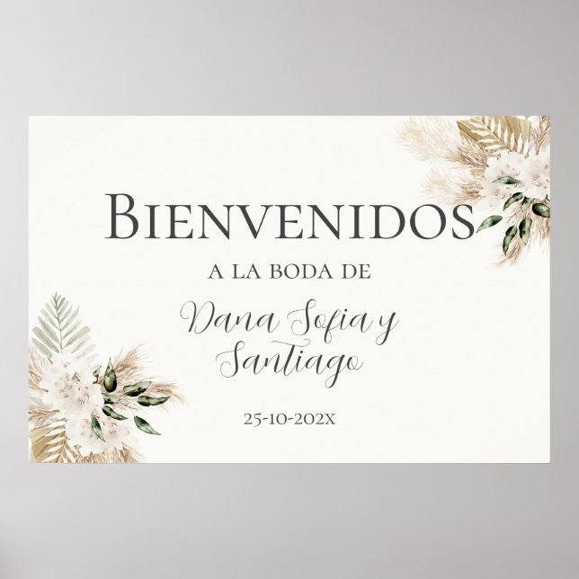 Poster Boho Mariage espagnol Signet de bienvenue (Devant)