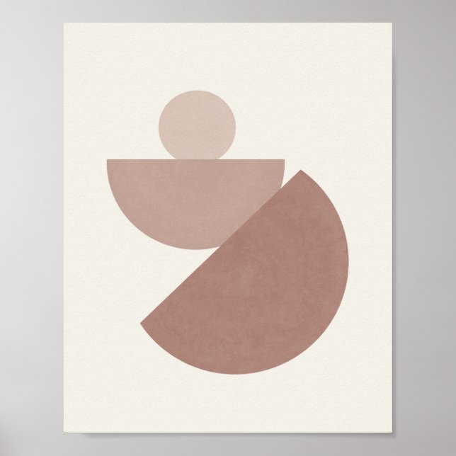 Poster Boho Mid Century rose doux et beige (Devant)