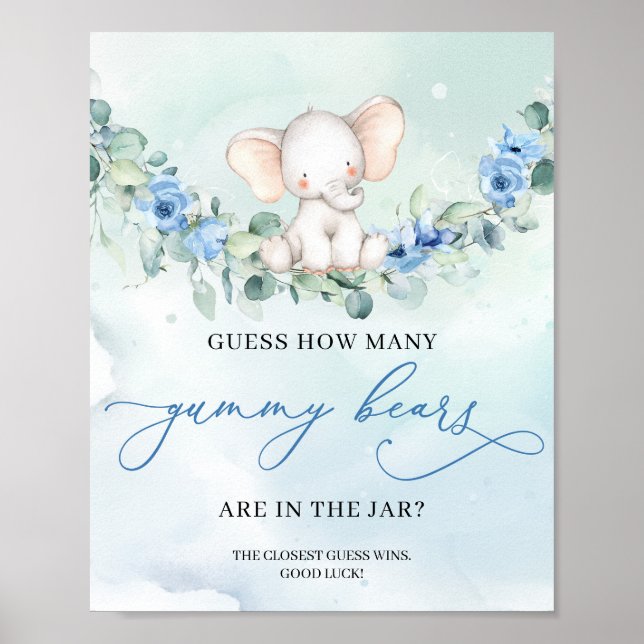 Poster Boho mignon bébé éléphant Devine combien de Gummy  (Devant)
