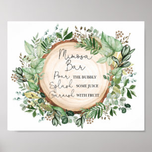 Poster Boho Mimosa Bar Rustic Greenery Bridal Shower
