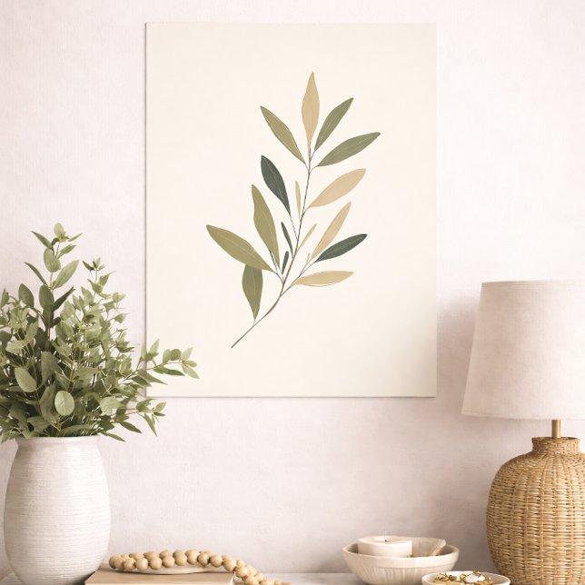 Poster Boho Minimal Botanical Leaf Neutral Green Beige (Créateur téléchargé)