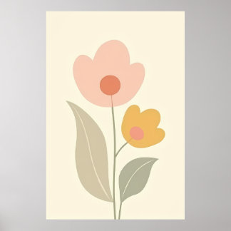 Poster Boho minimaliste Art Floral Abstrait