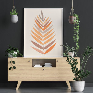 Poster Boho minimaliste Botanique Feuille Neutre Tons Ter