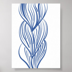 Poster Boho minimaliste ligne bleue
