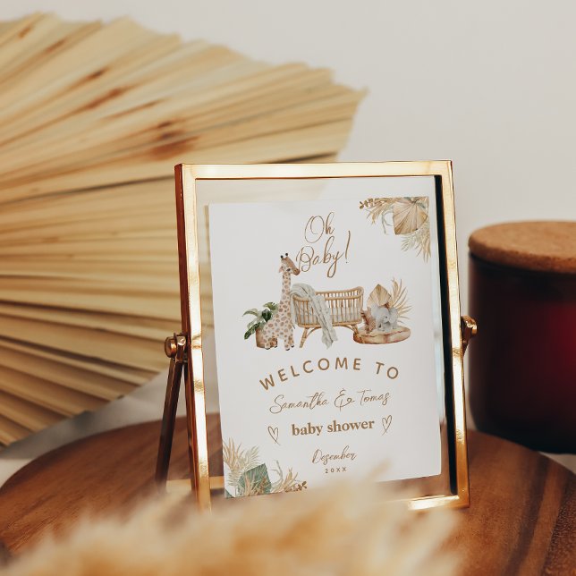 Poster Boho Modern Heart Font Baby shower Bienvenue (Créateur téléchargé)