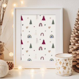 Poster Boho moderne Noël Beige Mur Art Imprimer