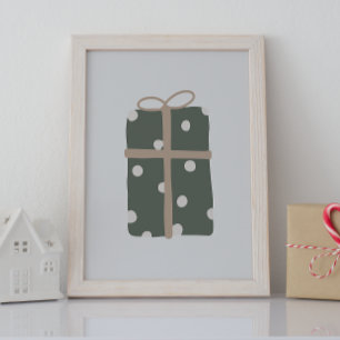 Poster Boho moderne vert Noël présent Mur Art Imprimer