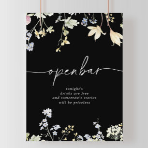Poster Boho multicolore Automne Floral Mariage Open Bar S