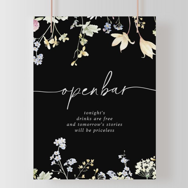 Poster Boho multicolore Automne Floral Mariage Open Bar S (Créateur téléchargé)