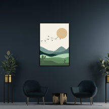 Boho mur art, paysage Abstrait coucher de soleil