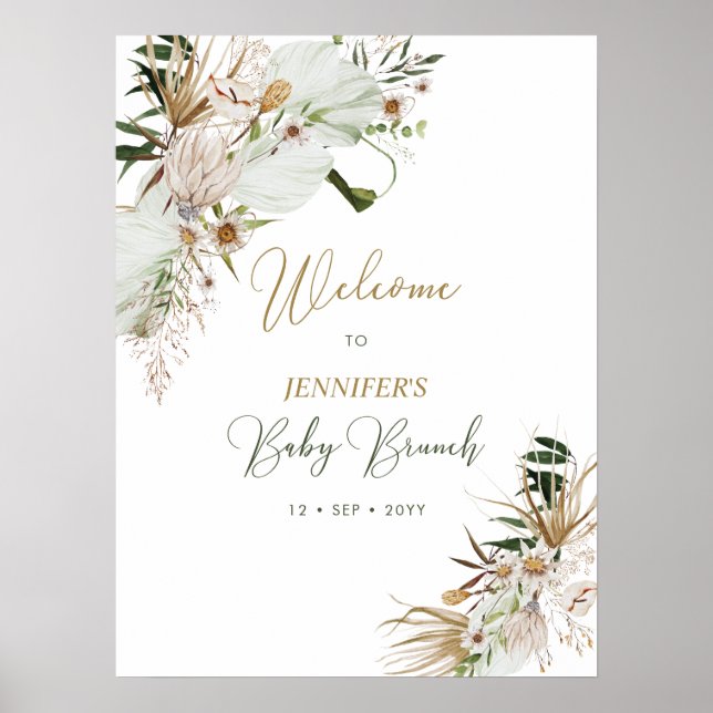 Poster Boho Or / Bohemian Baby Brunch Bienvenue (Devant)