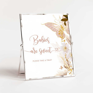 Poster Boho or pampas herbe papillon Les bébés sont doux