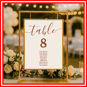 Poster Boho Orange Brûlé Plan de table de mariage