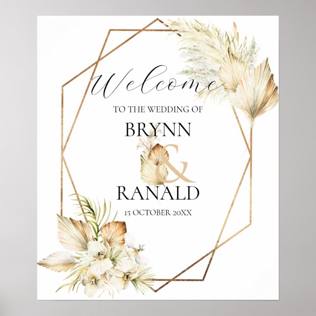 Poster Boho Palm Orchidées Mariage accueil (Devant)